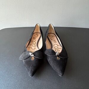 Sam Edelman Raz Black Suede Pointed Toe Bow Flats Shoes Mens 7.5M EUR 37.5